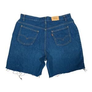 Vintage 80s Levi’s Orange Tab Distressed Cutoff Denim Shorts Dark Wash Size 36